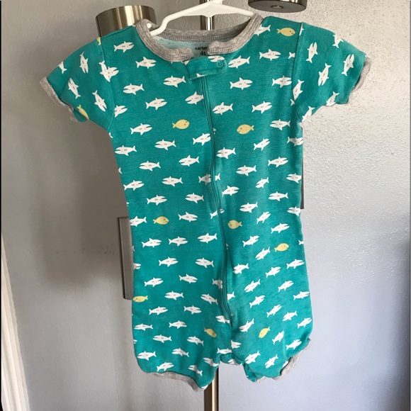 Carter's Other - Carters 4T onesie pajamas fish teal boy or girl